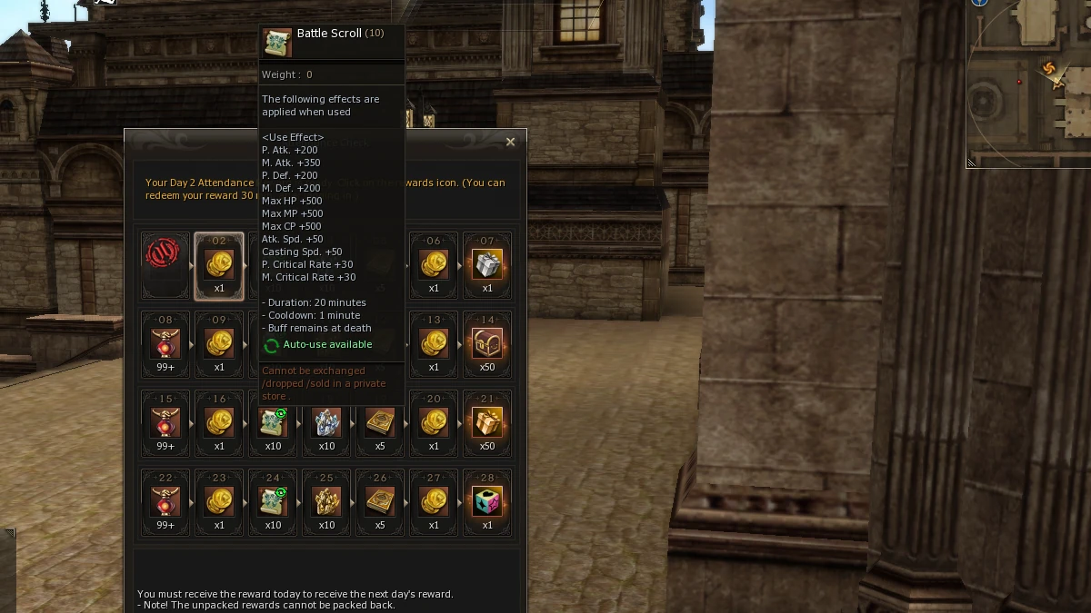 Battle Scroll reward in Attendance Check
