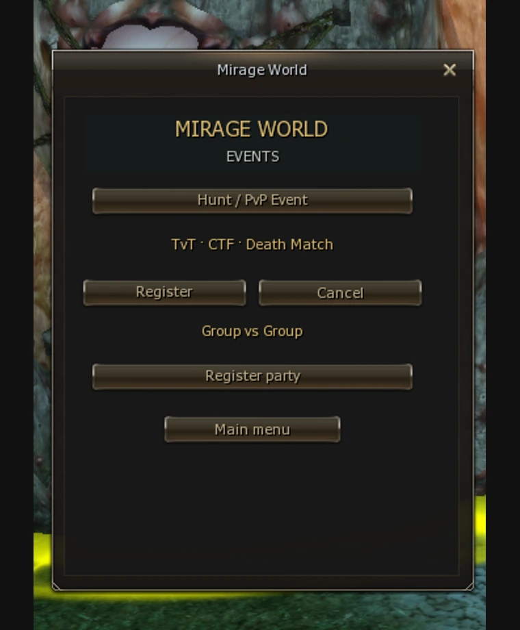 PvP event manager on Mirage World