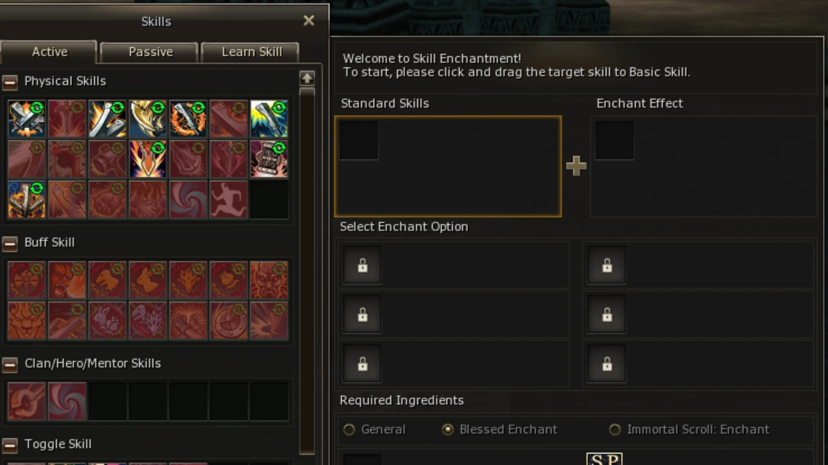 Skill Enchant system on Mirage World